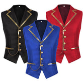 Halloween European and American Medieval Single - Breasted Vest Retro Men's Formal Dress Gold - Edged Vest - Coscosmos